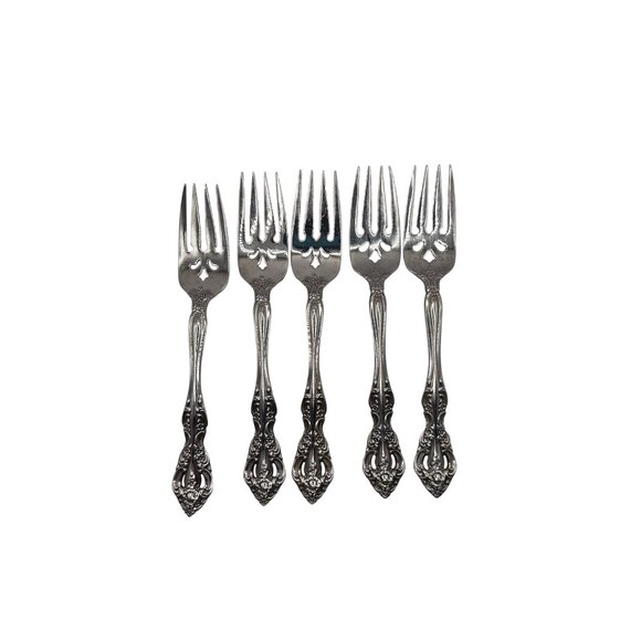 Oneida Michelangelo 5-Piece Silver Plated Salad Forks Set - Picture 3 of 5
